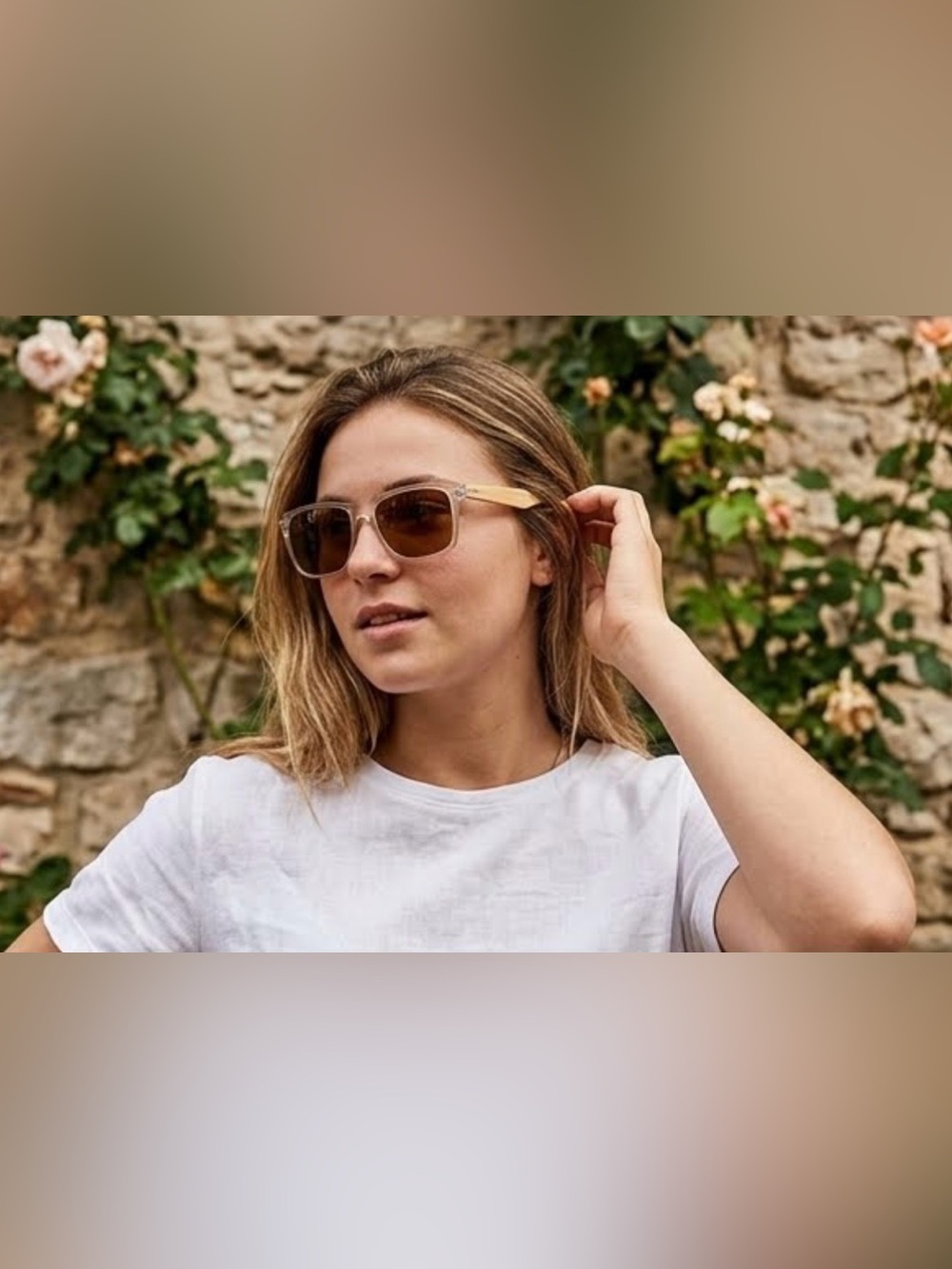 Target Beige and Brown Rectangular Women’s Sunglasses